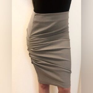 Jarbo Grey Asymmetric Ruched Skirt in Stretchy Fabric, EU size 32, US size 2